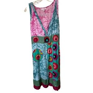 Luv 2 Luv Dress V-neck Sleeveless Colorful Print Size Small